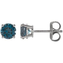 Load image into Gallery viewer, 14K White 5 mm Round London Blue Topaz Earrings
