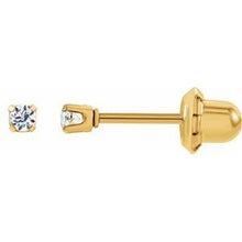 Load image into Gallery viewer, 24K Gold-Washed Stainless Steel 3 mm Round Cubic Zirconia Piercing Stud Earrings
