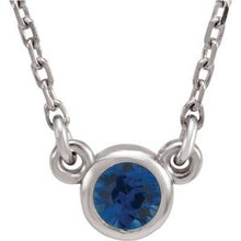 Load image into Gallery viewer, Sterling Silver 3 mm Round Blue Sapphire Bezel-Set Solitaire 16&quot; Necklace
