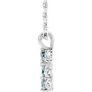 Sterling Silver Aquamarine Cross 16-18" Necklace