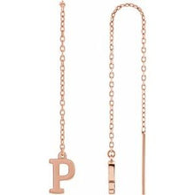 Load image into Gallery viewer, 14K Rose Single Initial P Chain Earring
