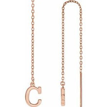 Load image into Gallery viewer, 14K Rose Single Initial C Chain Earring
