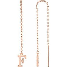 Load image into Gallery viewer, 14K Rose Single Initial F Chain Earring
