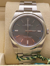 Load image into Gallery viewer, Rolex Oyster Perpetual 39 with a dark rhodium dial and an Oyster bracelet. Model 114300, 2015 PRE-OWNED LUXURY WATCH Stainless Steel
