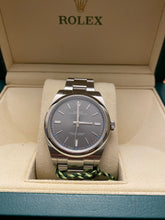 Load image into Gallery viewer, Rolex Oyster Perpetual 39 with a dark rhodium dial and an Oyster bracelet. Model 114300, 2015 PRE-OWNED LUXURY WATCH Stainless Steel