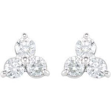 Load image into Gallery viewer, 14K White 1 CTW Three-Stone Diamond Earrings
