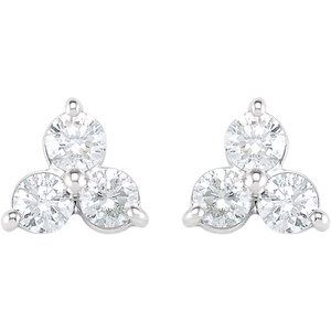 14K White 1 CTW Three-Stone Diamond Earrings