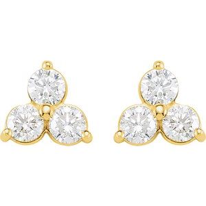 14K Yellow 1 CTW Three-Stone Diamond Earrings
