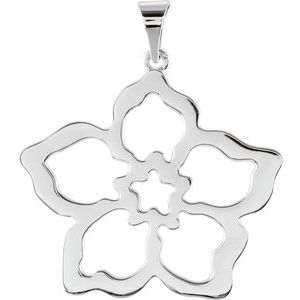 Sterling Silver 24.32x23.64 mm Forget Me Not Pendant