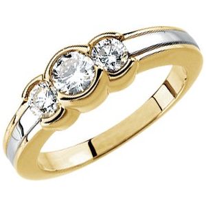 14K White & Yellow 3/4 CTW Diamond Anniversary Ring