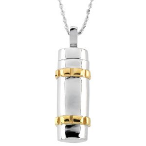 Sterling Silver 14K Yellow Gold Plated Cylinder Ash Holder 18" Necklace