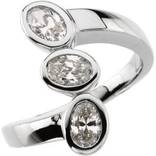 Load image into Gallery viewer, Sterling Silver 6X4 mm Oval Bezel-Set Three-Stone Ring
