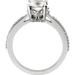 14K White 5x5 mm Square 9/10 CTW Diamond Engagement Ring