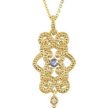 Charger l&#39;image dans la galerie, Sterling Silver Tanzanite &amp; .015 CTW Diamond Granulated Design 18&quot; Necklace
