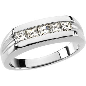 Platinum 3/4 CTW Diamond Men's Five-Stone Ring