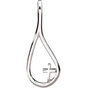 Sterling Silver 31.5x12.25 mm The Tears of Christ¬Æ Galilee with Cross