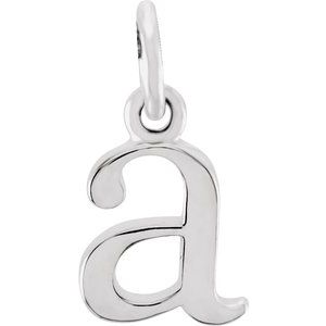 14K White Lowercase Initial A Pendant