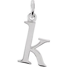 Load image into Gallery viewer, 14K White Lowercase Initial K Pendant
