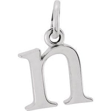 Load image into Gallery viewer, 14K White Lowercase Initial N Pendant
