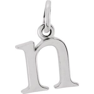 14K White Lowercase Initial N Pendant