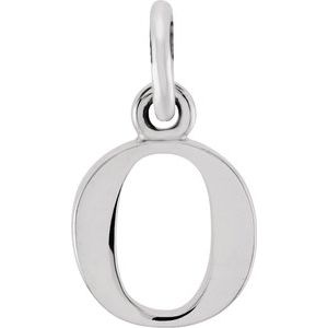 14K White Lowercase Initial O Pendant