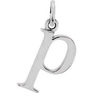 14K White Lowercase Initial P Pendant