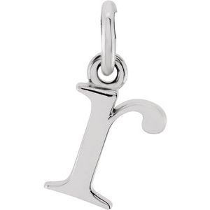 14K White Lowercase Initial R Pendant