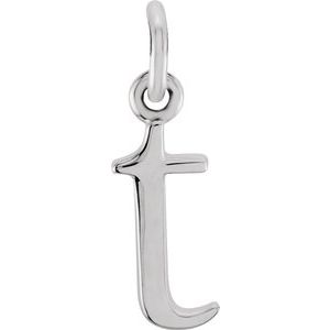 14K White Lowercase Initial T Pendant