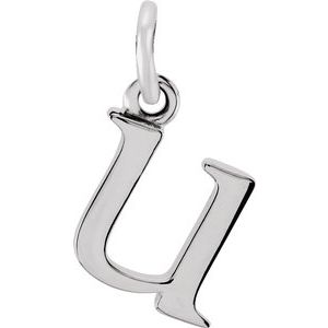 14K White Lowercase Initial U Pendant