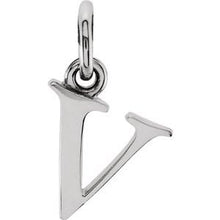 Load image into Gallery viewer, 14K White Lowercase Initial V Pendant
