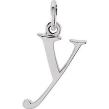 Load image into Gallery viewer, 14K White Lowercase Initial Y Pendant

