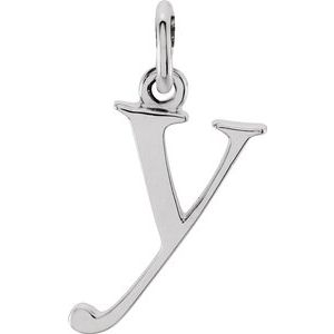 14K White Lowercase Initial Y Pendant