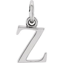 Load image into Gallery viewer, 14K White Lowercase Initial Z Pendant
