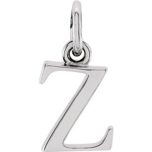 14K White Lowercase Initial Z Pendant