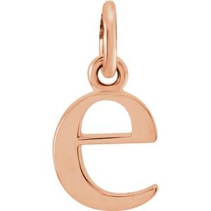 14K Rose Lowercase Initial E Pendant
