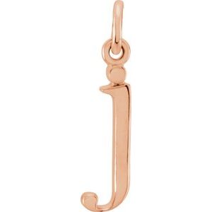 14K Rose Lowercase Initial J Pendant