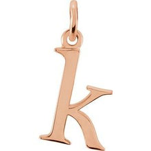 Load image into Gallery viewer, 14K Rose Lowercase Initial K Pendant
