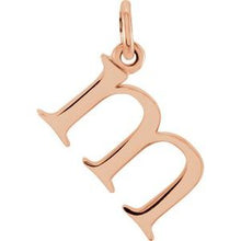 Load image into Gallery viewer, 14K Rose Lowercase Initial M Pendant
