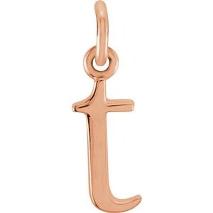 14K Rose Lowercase Initial T Pendant