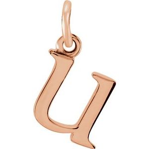 14K Rose Lowercase Initial U Pendant