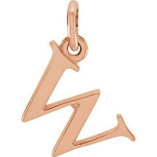 Load image into Gallery viewer, 14K Rose Lowercase Initial W Pendant
