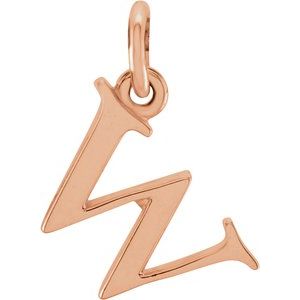 14K Rose Lowercase Initial W Pendant