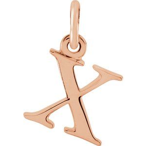 14K Rose Lowercase Initial X Pendant