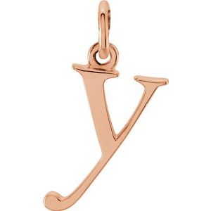 14K Rose Lowercase Initial Y Pendant