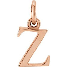 Load image into Gallery viewer, 14K Rose Lowercase Initial Z Pendant
