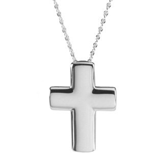 Sterling Silver The Covenant of Prayer Unadorned Cross 18" Necklace