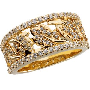 Bande d'anniversaire en diamant jaune et blanc 3/4 CTW 14K