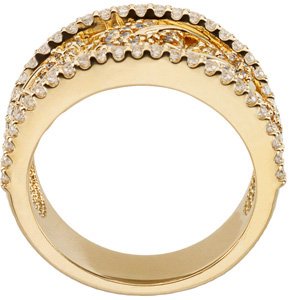 Bande d'anniversaire en diamant jaune et blanc 3/4 CTW 14K