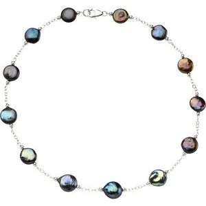 Coin Pearl Station Necklace or Bracelet  