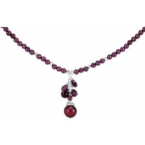 Dyed Pearl & Rhodolite Garnet Necklace 